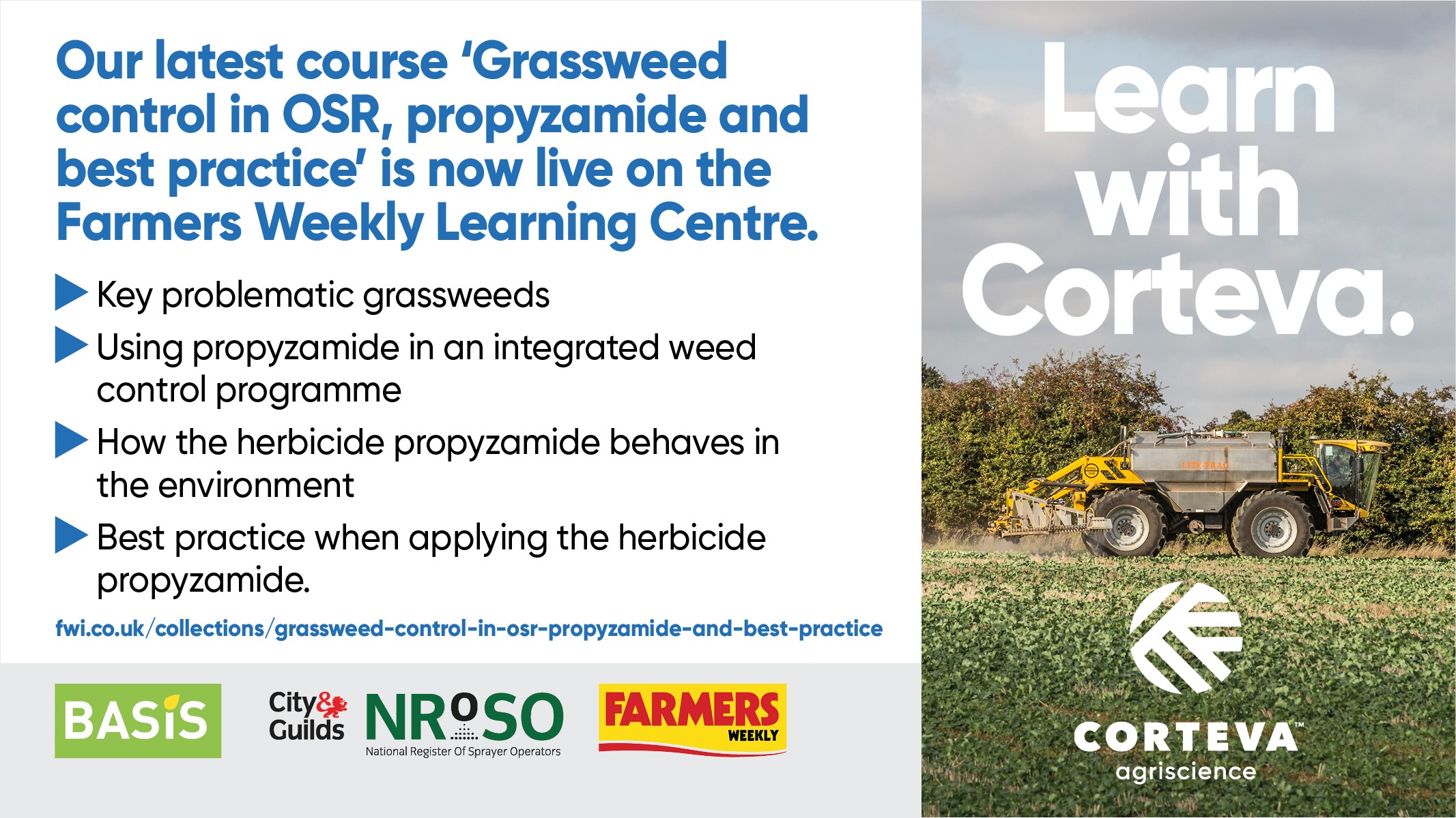Grassweed control in OSR, PPZ and best practice course from Corteva