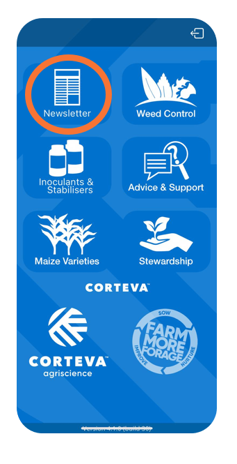 Home screen of the Corteva Forage App